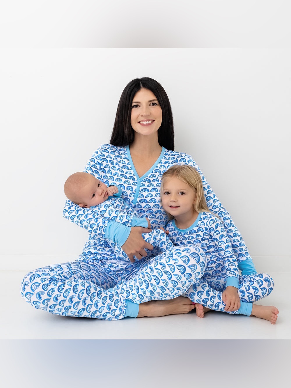 Little Sleepies Blue Rainbows Women's Pajama Set Long Sleeve Top